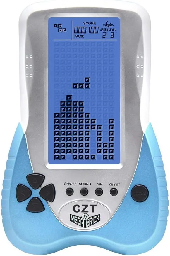 CZT Retro Brick Game Console Big Blue Backlight Screen Built-in 23 Games Tank Battle/Racing Can Plug Headphone Nostalgic Puzzle Pocket Handheld Porable Machine Children's Toys (Blue)