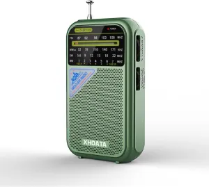 D221 NOAA Weather Radio Portable AM FM Shortwave Radio Receiver, 2 AA Battery Operated, Transistor Radio with Excellent Reception for Emergency, Hurricane, Gift, Walking and Home (Green)