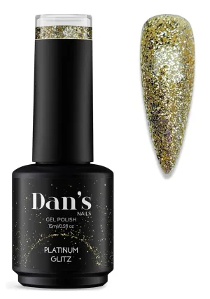 Dan's Nails Gold Platinum Glitter Gel Polish