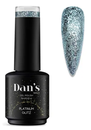 Dan's Nails Silver Platinum Glitter Gel Polish
