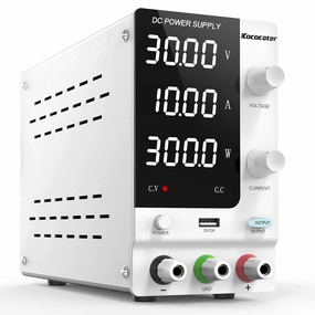 DC Power Supply Variable 30V 10A with Output Switch, Adjustable Regulated Switching Bench Power Supply with 4-Digits LED Power Display, 5V/2A USB Interface, Accurate Encoder Adjustment Knob