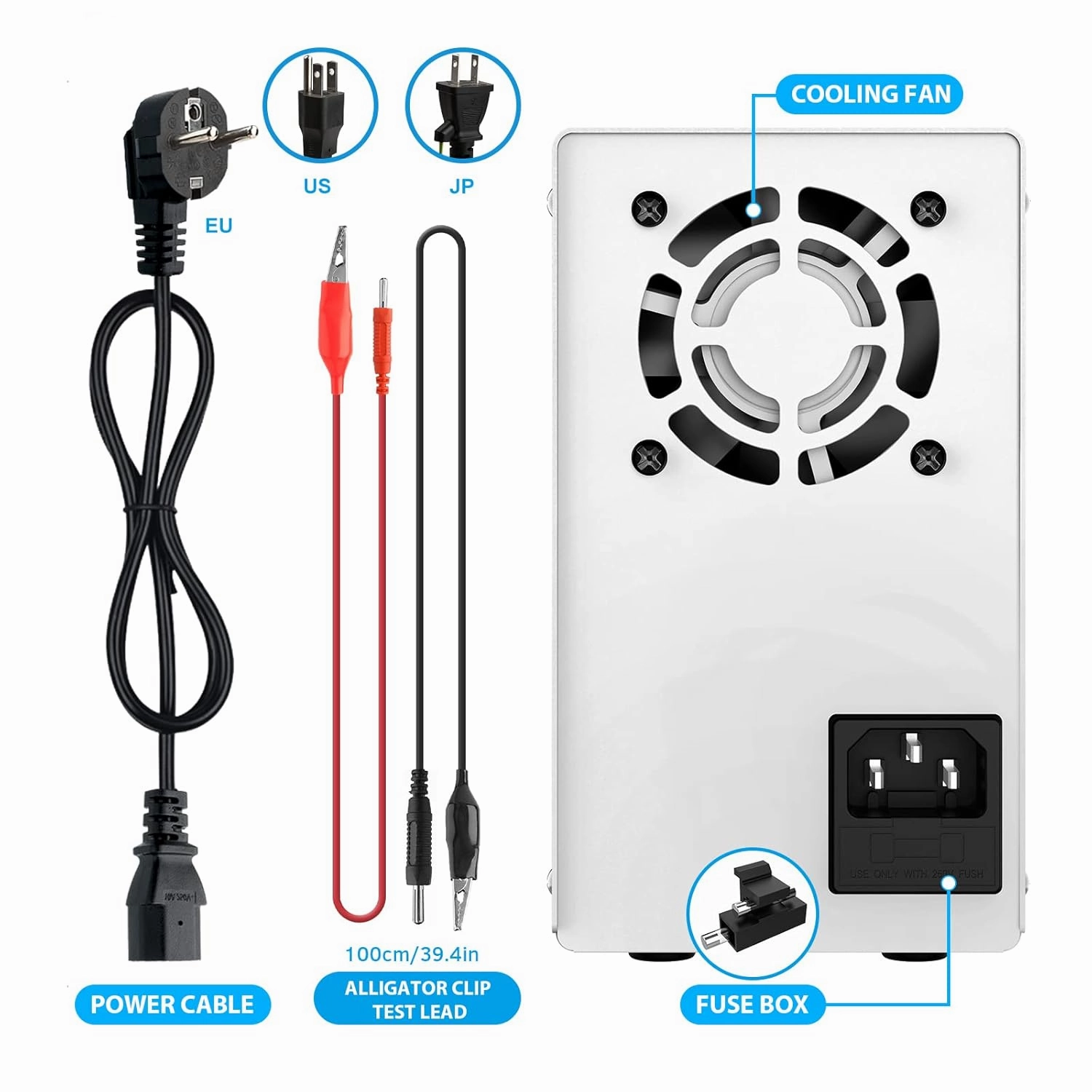 DC Power Supply Variable 30V 10A with Output Switch, Adjustable Regulated Switching Bench Power Supply with 4-Digits LED Power Display, 5V/2A USB Interface, Accurate Encoder Adjustment Knob