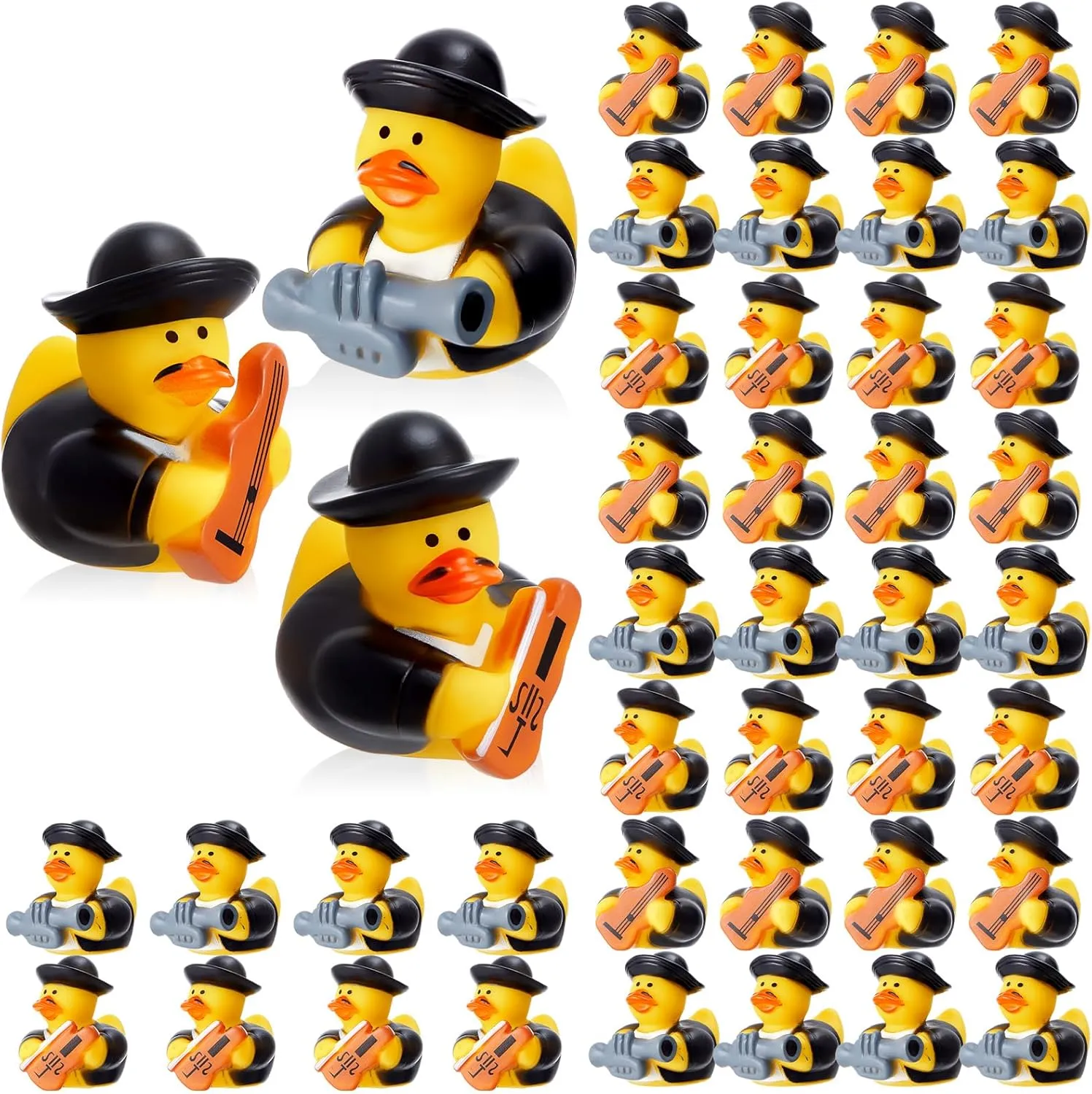 DEEKIN 24 Pcs Mexican Rubber Ducks Bulk 2 Inch Mariachi Band Pattern Rubber Ducks for Cinco de Mayo Mexican Band Party Favors Decoration
