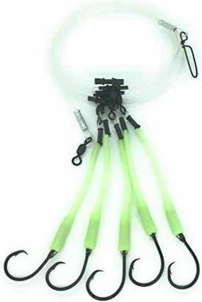 Deep Drop Fishing Rig, 5 Demon Circle 6/0 Hooks with Glow Sleeve, Deep Drop Snapper Rig