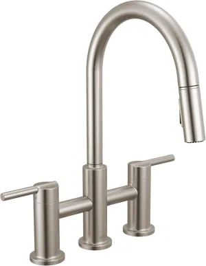 Delta 39876LF Nicoli 1.8 GPM Single Hole Pull Down Bridge Kitchen Faucet - Brilliance Stainless