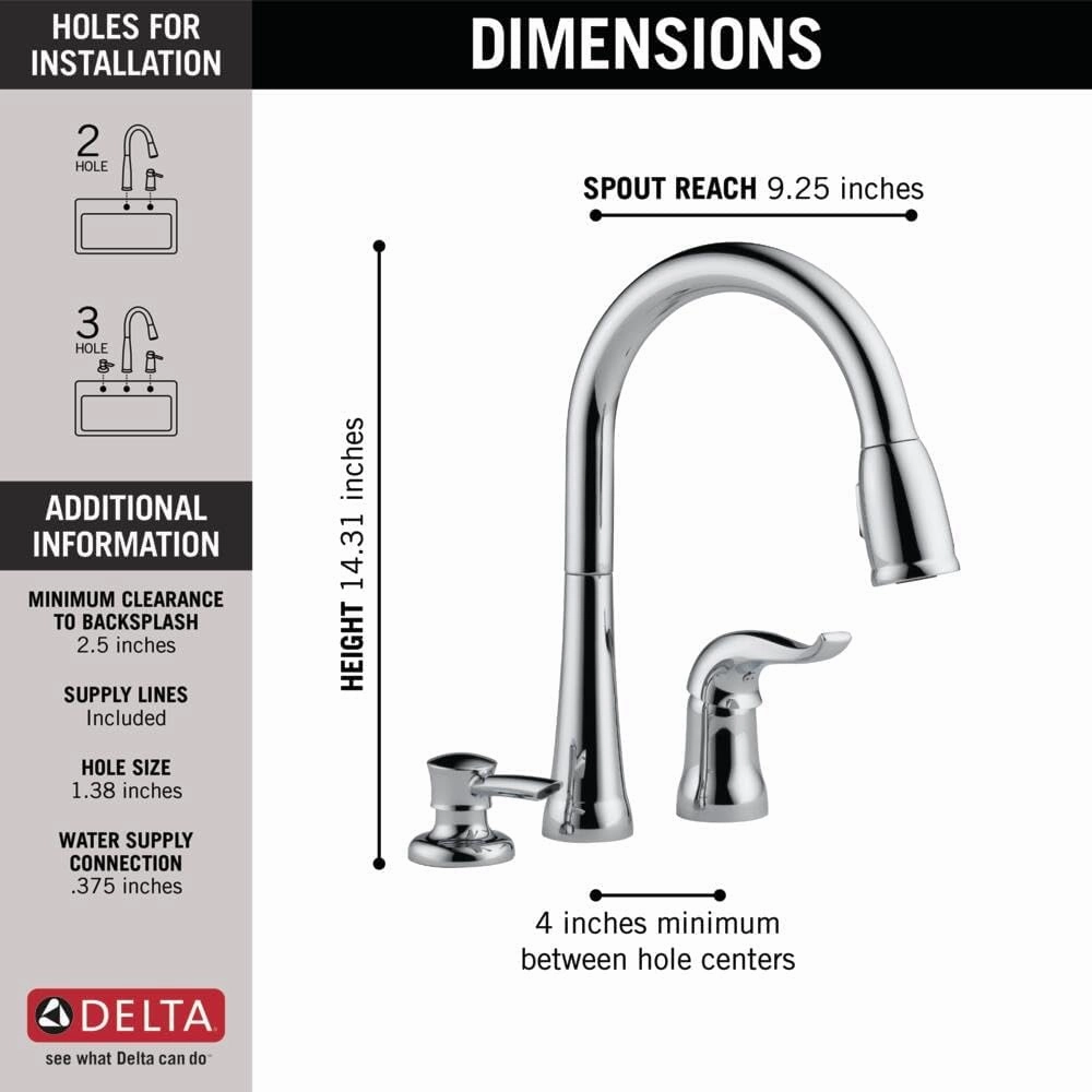 DELTA 16970-SD-DST Kate Pull-Down, 4.00 x 13.00 x 20.00 inches, Chrome