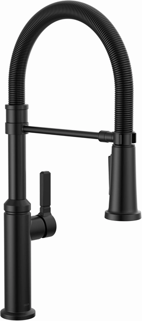 Delta 18829-DST Rhett 1.8 GPM Single Hole Pre-Rinse Pull Down Kitchen Faucet with MagnaTite, Touch-Clean, and Diamond Seal Technologies - Includes Escutcheon - Matte Black