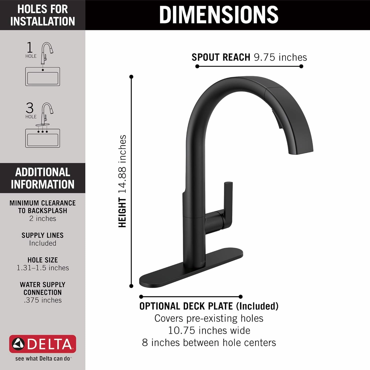 Delta 19824LF-BL Keele Kitchen Faucet, Standard, Matte Black