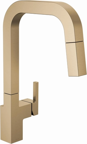 Delta 19825LF Junction 1.8 GPM Single Hole Pull Down Kitchen Faucet with MagnaTite and Touch-Clean Technology - Champagne Bronze