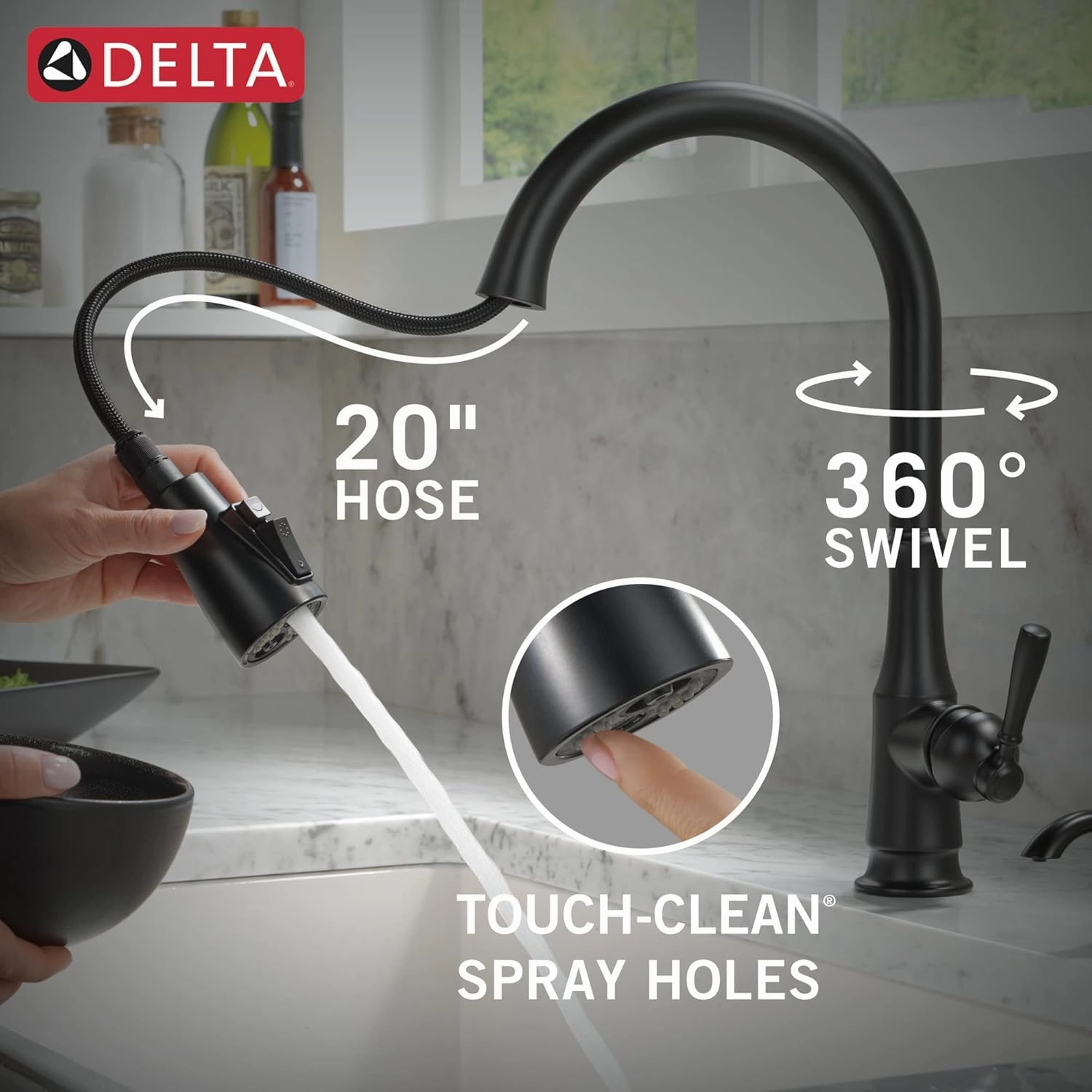 Delta 19877Z-BLSD-DST Capertee Kitchen Faucet, Matte Black