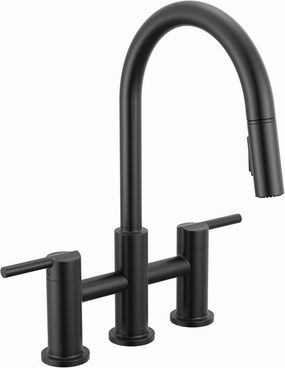 Delta 39876LF Nicoli 1.8 GPM Single Hole Pull Down Bridge Kitchen Faucet - Matte Black