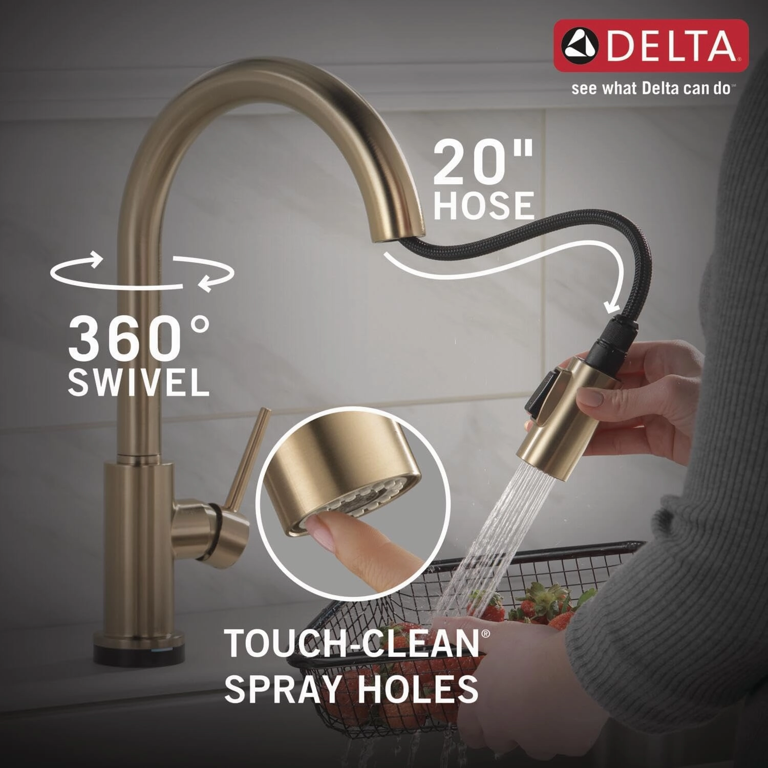 Delta Faucet 9159T-CZ-DST Trinsic Kitchen Faucet, Touch, Champagne Bronze