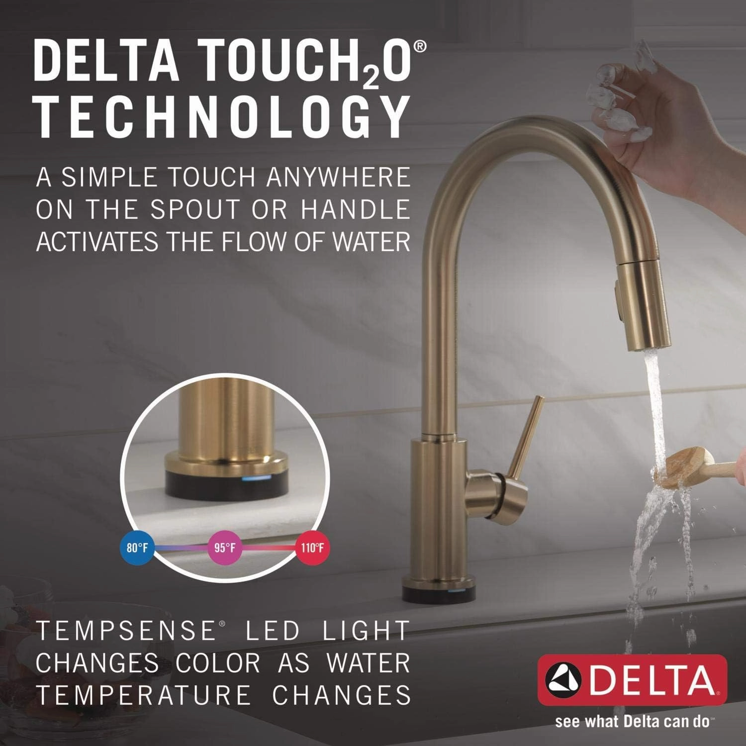 Delta Faucet 9159T-CZ-DST Trinsic Kitchen Faucet, Touch, Champagne Bronze