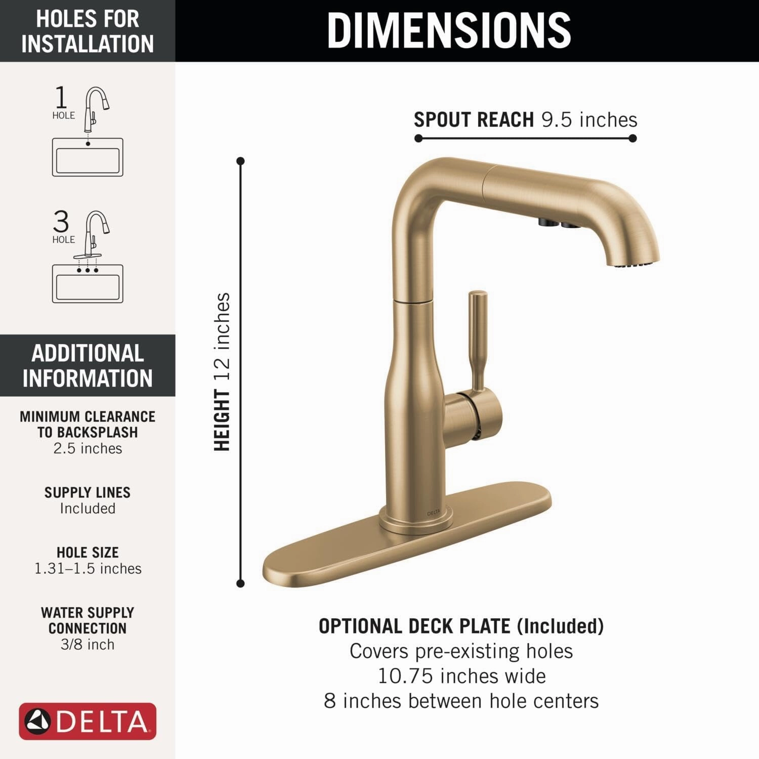 Delta Faucet Almari Pull-Out Kitchen Faucet, Gold Kitchen Faucets with Pull-Out Sprayer, Kitchen Sink Faucet, Faucet for Kitchen Sink with Magnetic Docking, Champagne Bronze 16943-CZ-DST