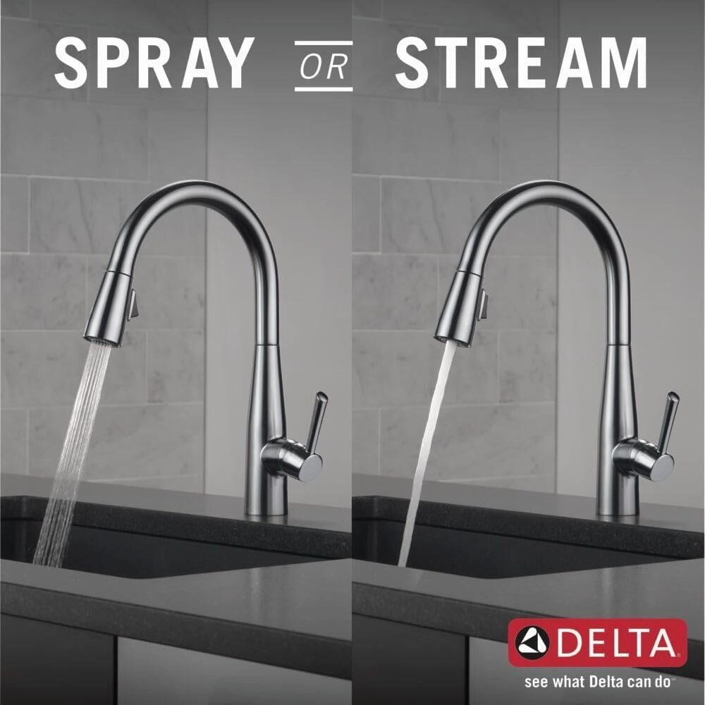 Delta Faucet Essa Brushed Nickel Kitchen Faucet, Kitchen Faucets with Pull Down Sprayer, Kitchen Sink Faucet, Faucet for Kitchen Sink with Magnetic Docking Spray Head, Arctic Stainless 9113-AR-DST