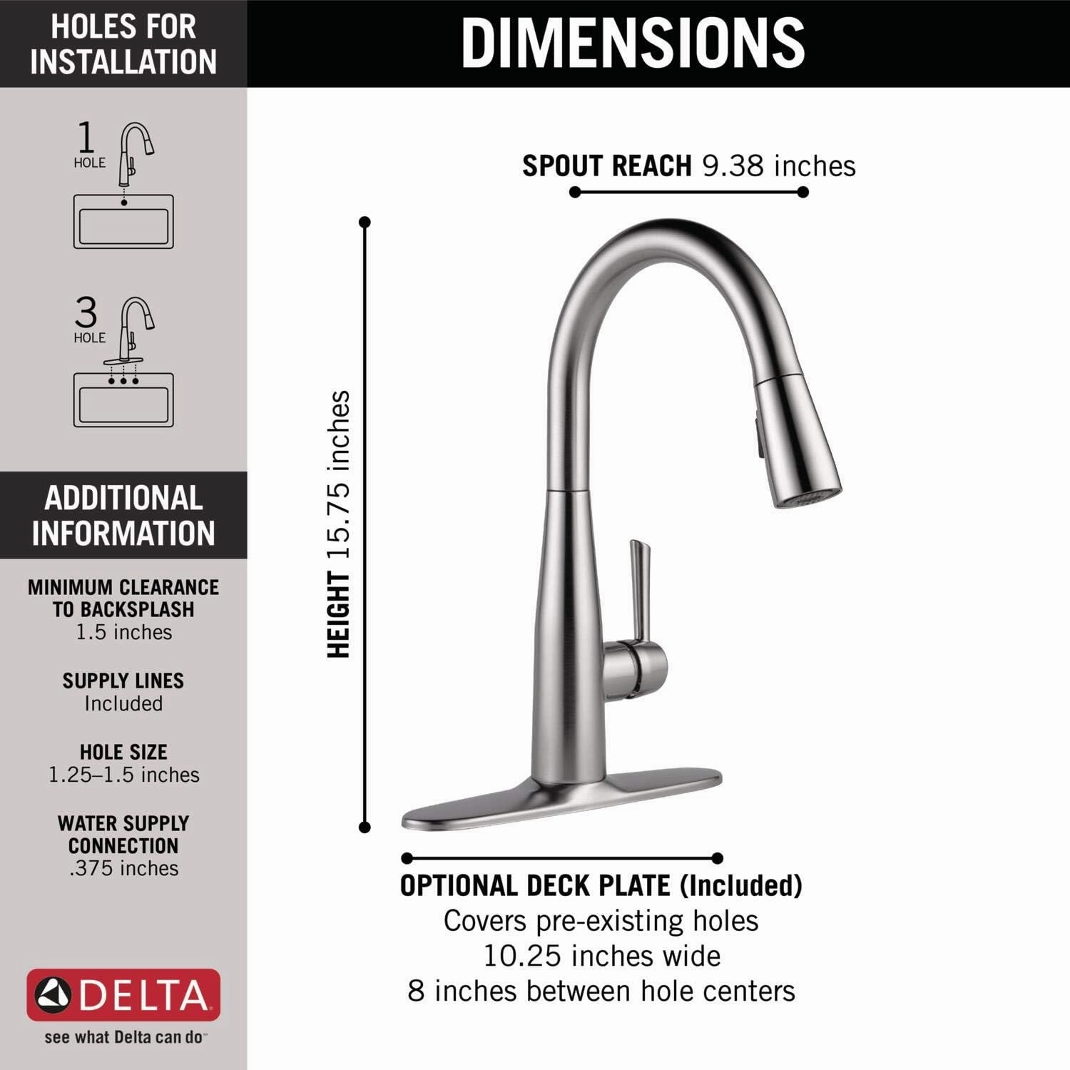 Delta Faucet Essa Brushed Nickel Kitchen Faucet, Kitchen Faucets with Pull Down Sprayer, Kitchen Sink Faucet, Faucet for Kitchen Sink with Magnetic Docking Spray Head, Arctic Stainless 9113-AR-DST
