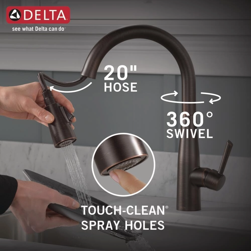 Delta Faucet Essa Matte Black Kitchen Faucet Black, Kitchen Faucets with Pull Down Sprayer, Kitchen Sink Faucet, Faucet for Kitchen Sink, Magnetic Docking Spray Head, Matte Black 9113-BL-DST