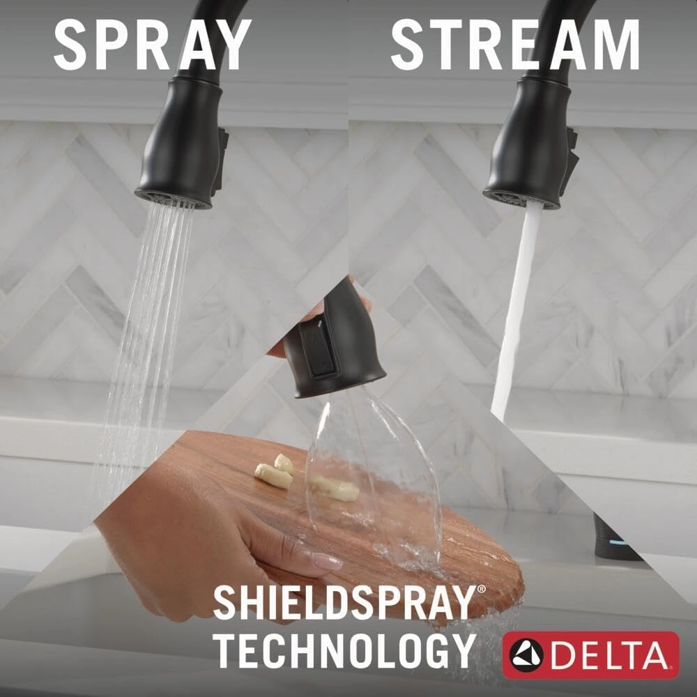 Delta Faucet Leland Technology Pull Down Sprayer, Sink Kitchen Faucet, Touch   Touchless, Matte Black 9178TL-BL-DST