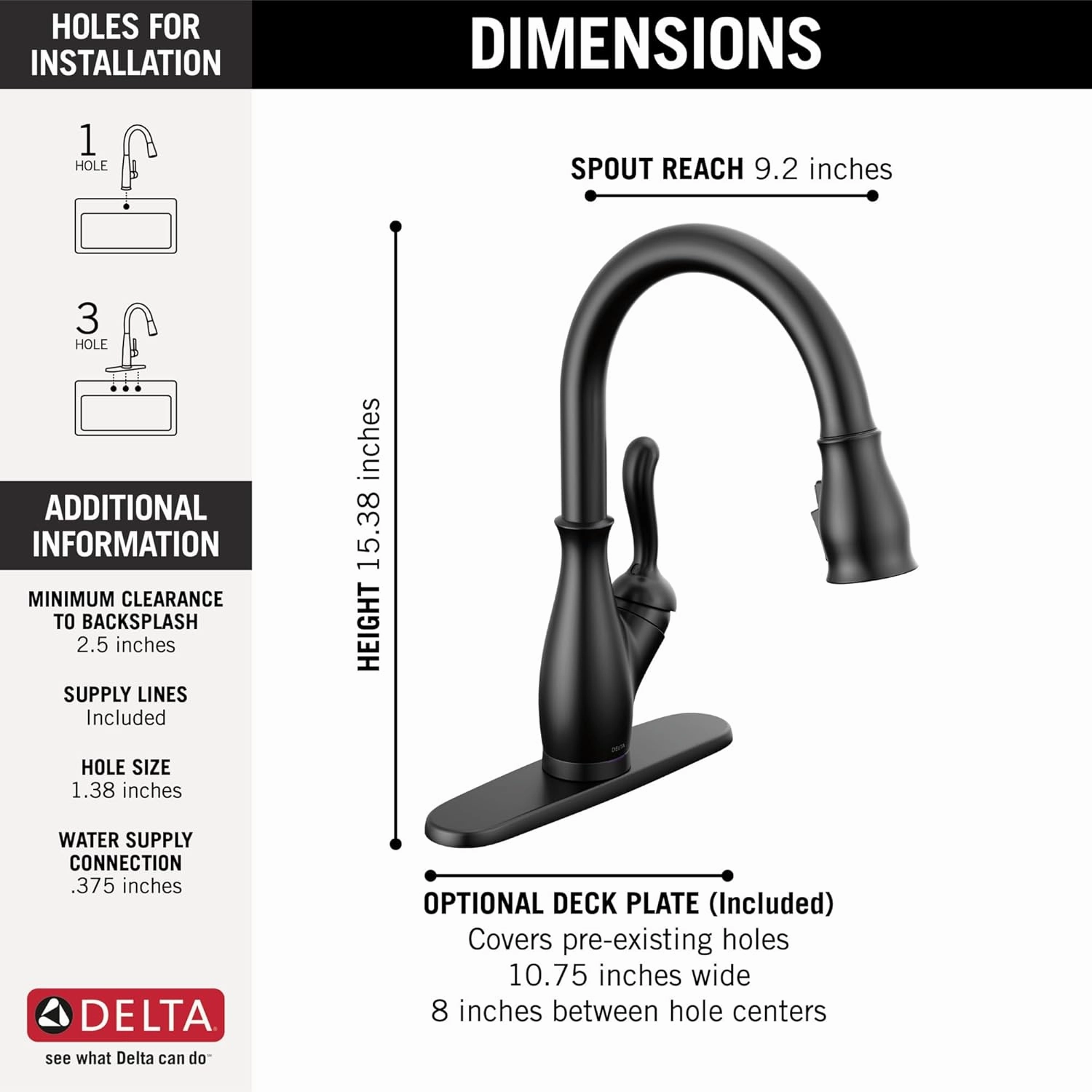 Delta Faucet Leland Technology Pull Down Sprayer, Sink Kitchen Faucet, Touch   Touchless, Matte Black 9178TL-BL-DST