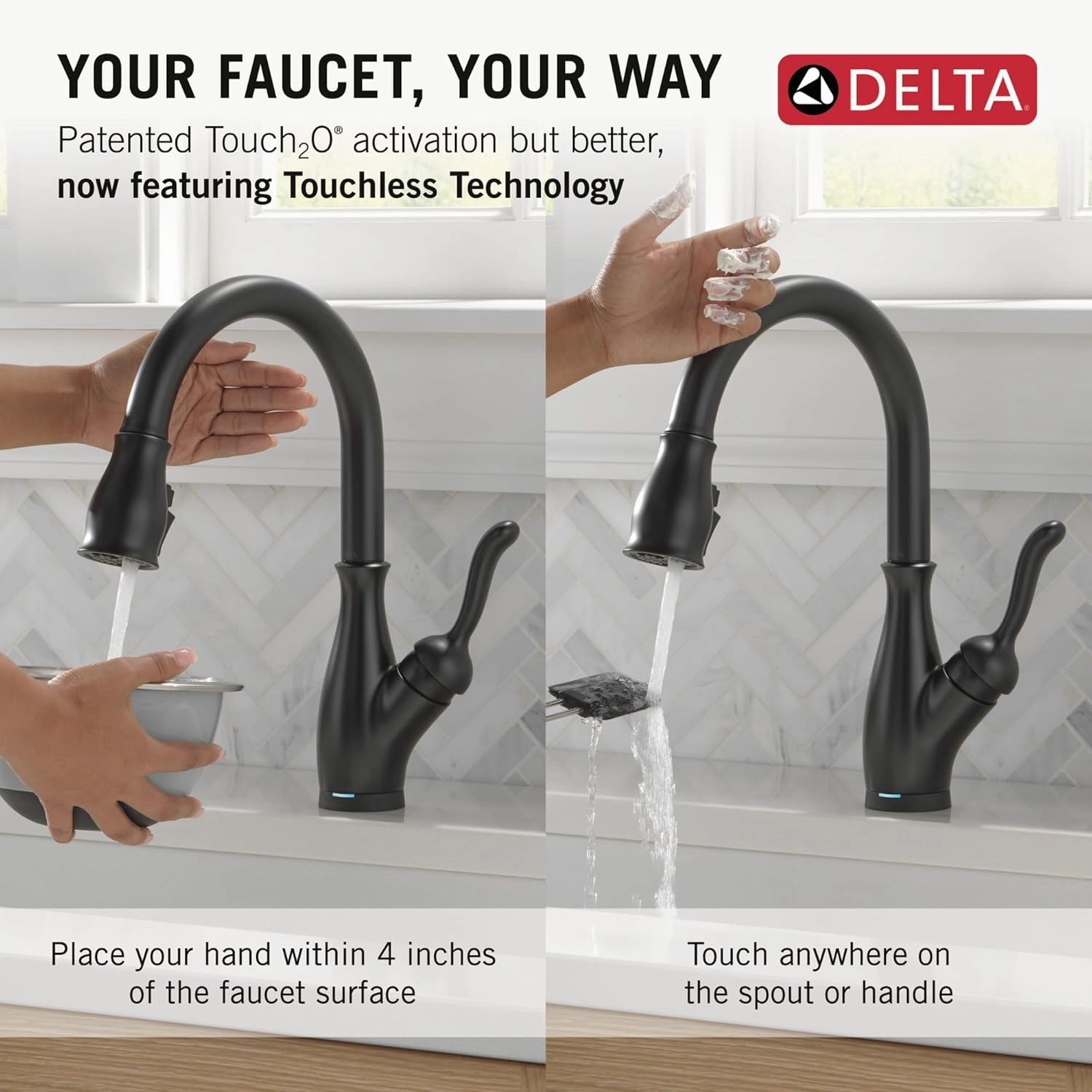 Delta Faucet Leland Technology Pull Down Sprayer, Sink Kitchen Faucet, Touch   Touchless, Matte Black 9178TL-BL-DST