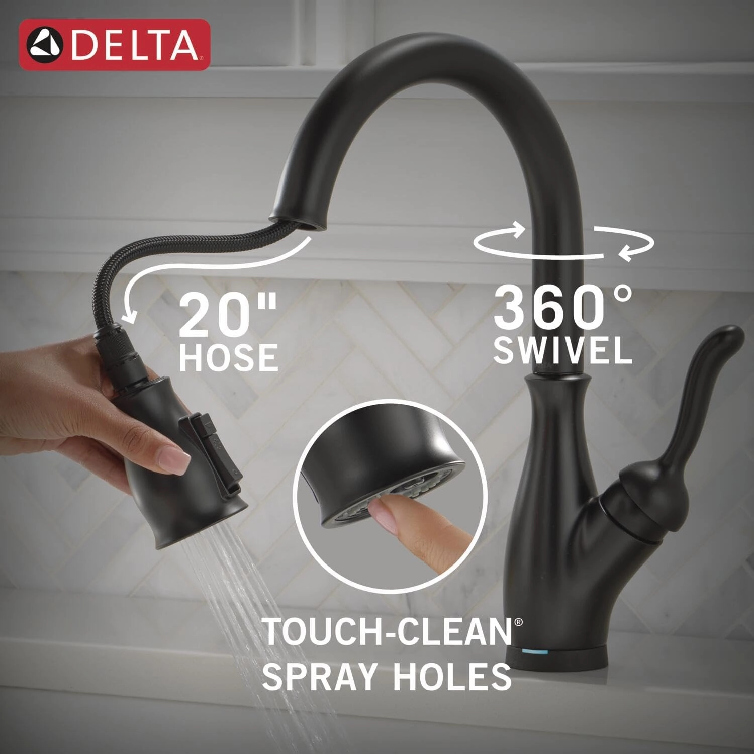 Delta Faucet Leland Technology Pull Down Sprayer, Sink Kitchen Faucet, Touch   Touchless, Matte Black 9178TL-BL-DST