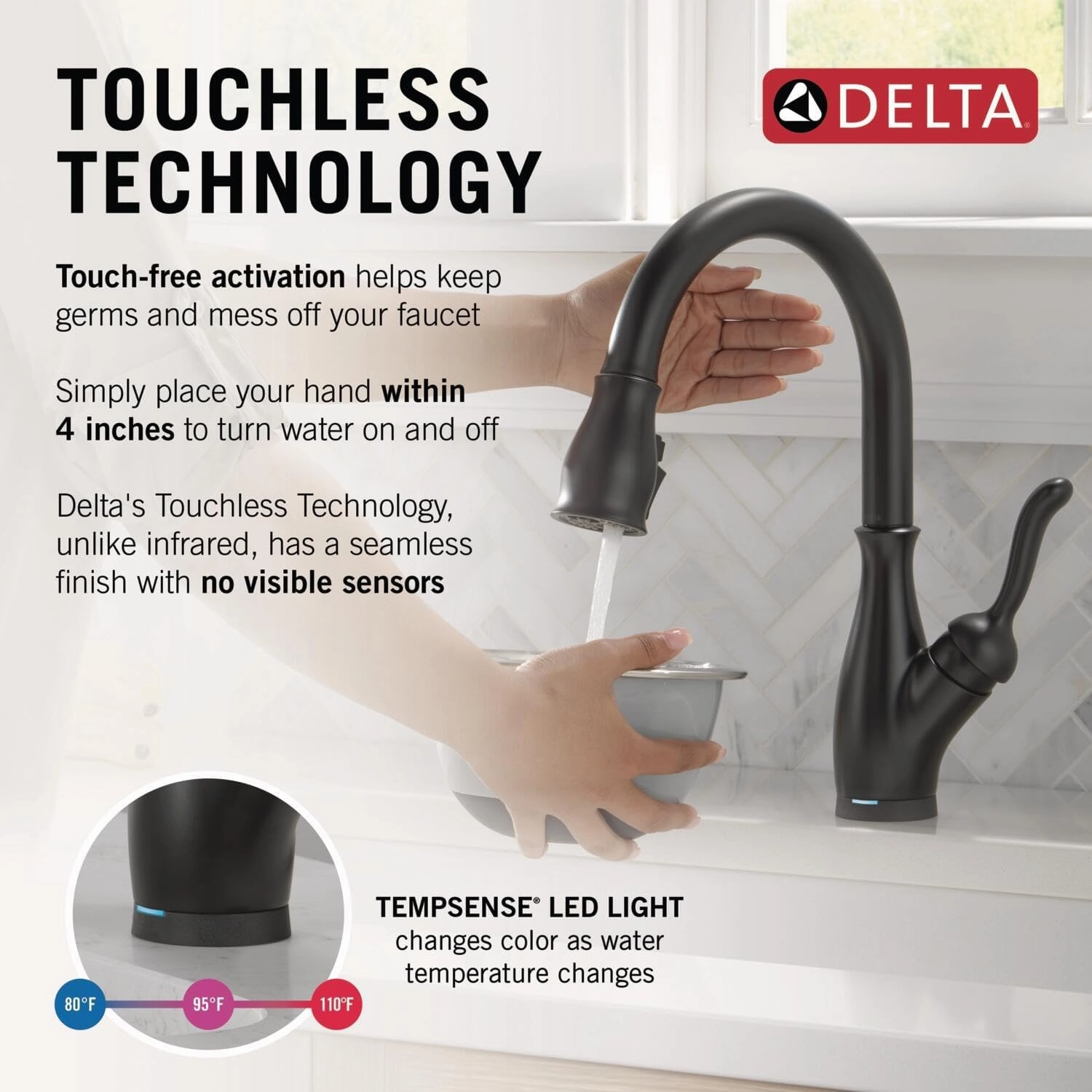 Delta Faucet Leland Technology Pull Down Sprayer, Sink Kitchen Faucet, Touch   Touchless, Matte Black 9178TL-BL-DST