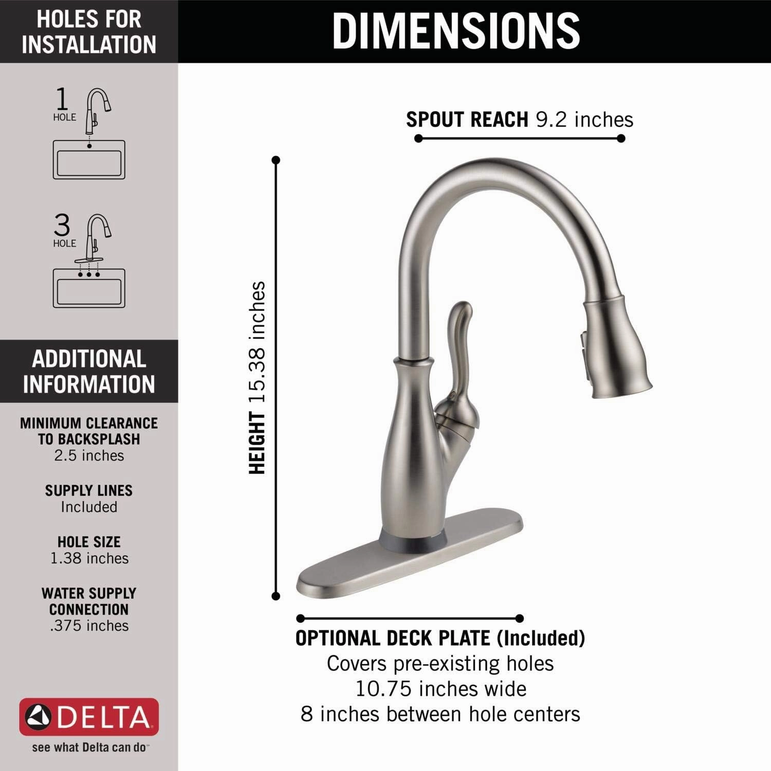 Delta Faucet Leland Touch Kitchen Faucet Brushed Nickel, Kitchen Faucets with Pull Down Sprayer, Kitchen Sink Faucet, Faucet for Kitchen Sink, Touch2O Technology, SpotShield Stainless 9178T-SP-DST