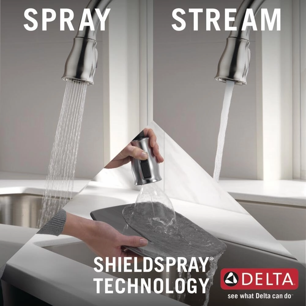 Delta Faucet Leland Touch Kitchen Faucet Brushed Nickel, Kitchen Faucets with Pull Down Sprayer, Kitchen Sink Faucet, Faucet for Kitchen Sink, Touch2O Technology, SpotShield Stainless 9178T-SP-DST