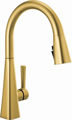 Delta Faucet Lenta Brushed Gold Kitchen Faucet with Pull Down Sprayer, Kitchen Sink Faucets with Magnetic Docking Spray Head, Faucet for Kitchen Sink, Brushed Gold 19802Z-GB-DST