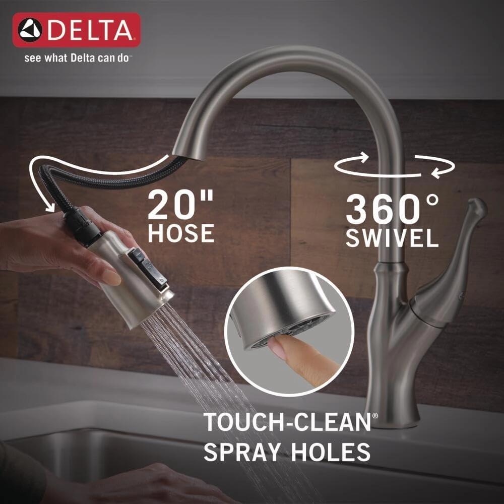 Delta Faucet Ophelia Brushed Nickel Kitchen Faucet, Kitchen Faucets with Pull Down Sprayer, Kitchen Sink Faucet, Faucet for Kitchen Sink, Magnetic Docking, SpotShield Stainless 19888Z-SP-DST