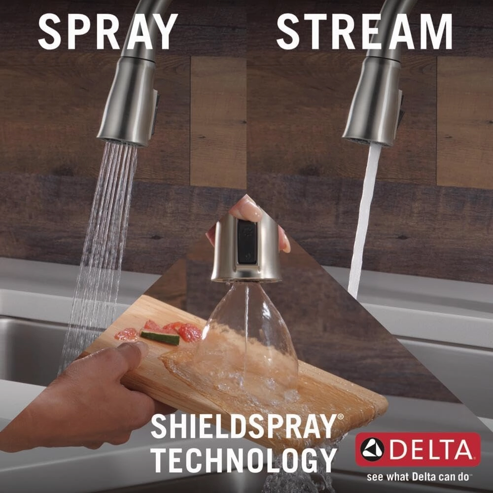 Delta Faucet Ophelia Brushed Nickel Kitchen Faucet, Kitchen Faucets with Pull Down Sprayer, Kitchen Sink Faucet, Faucet for Kitchen Sink, Magnetic Docking, SpotShield Stainless 19888Z-SP-DST