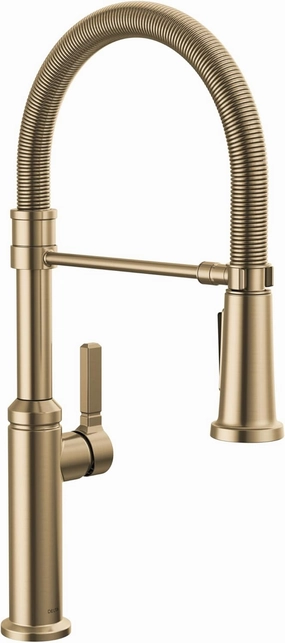 Delta Faucet Rhett Pro Commercial Style Kitchen Faucet with Pull Down Sprayer, Gold Commercial Kitchen Faucet, Spring Kitchen Faucet, Delta Kitchen Sink Faucet, Champagne Bronze 18829-CZ-DST
