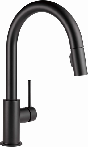 Delta Faucet Trinsic Matte Black Kitchen Faucet Black, Kitchen Faucets with Pull Down Sprayer, Kitchen Sink Faucet, Faucet for Kitchen Sink, Magnetic Docking Spray Head, Matte Black 9159-BLLS-DST