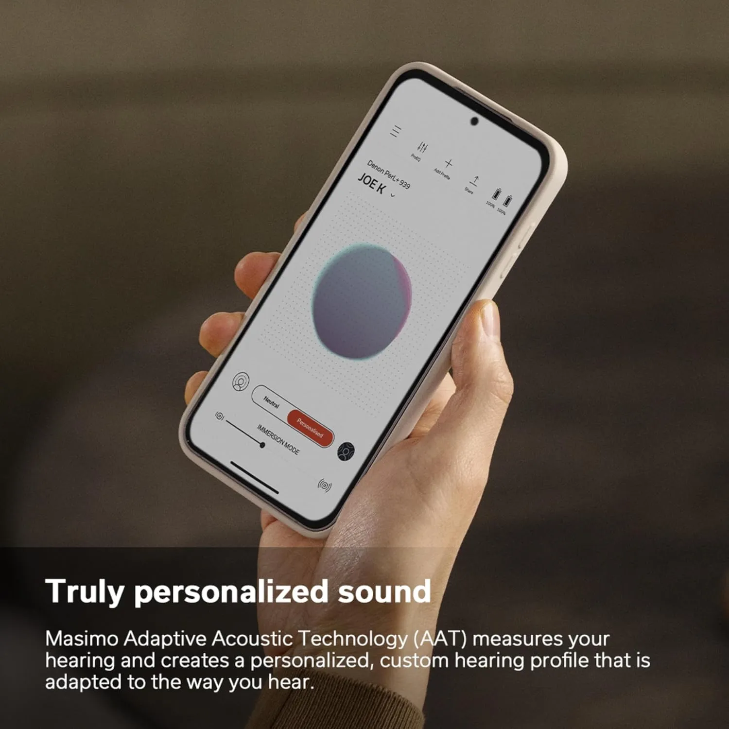 Denon PerL Pro True Wireless Earbuds - Adaptive Active Noise Cancelling, Personalized Sound with Masimo Adaptive Acoustic Technology, Spatial Audio, Long-Lasting Battery, Wireless Charging, Black