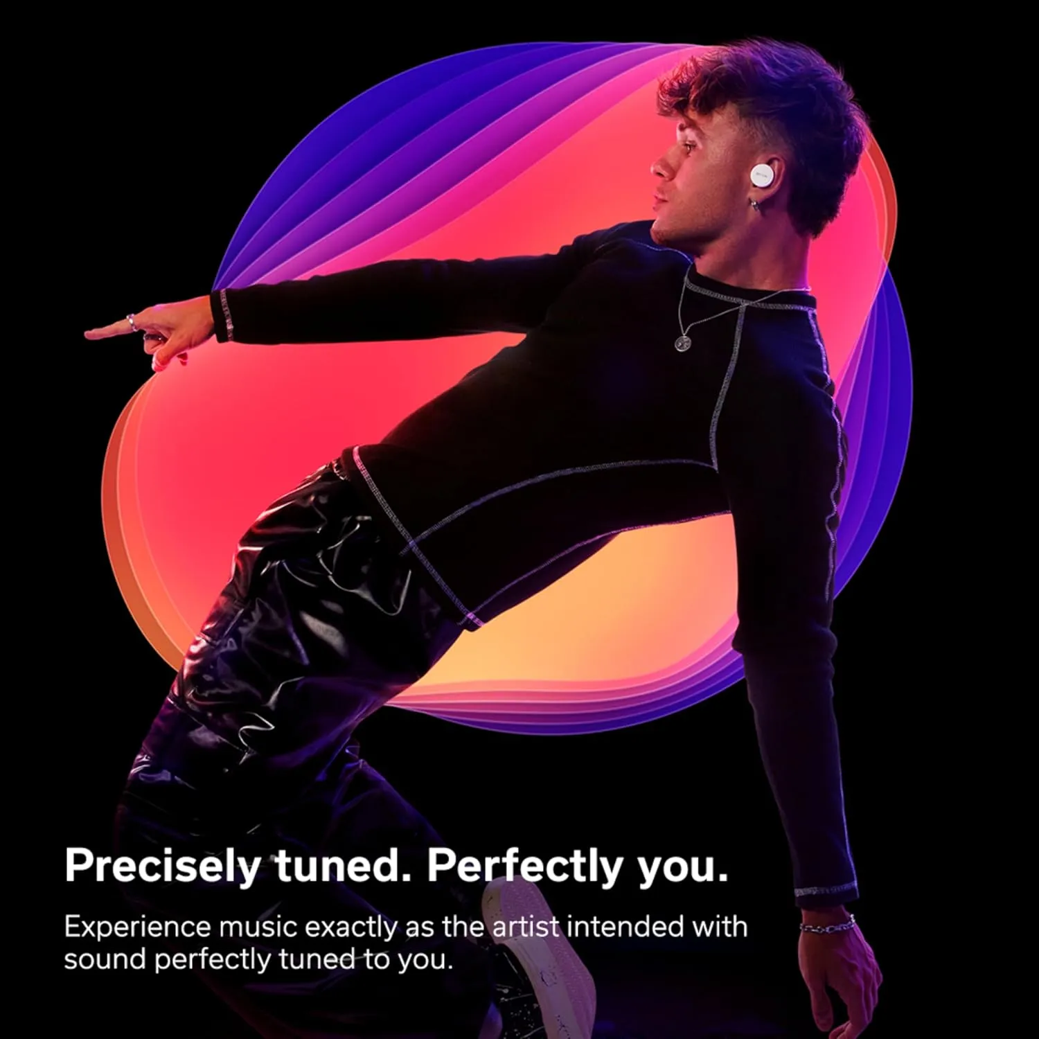 Denon PerL Pro True Wireless Earbuds - Adaptive Active Noise Cancelling, Personalized Sound with Masimo Adaptive Acoustic Technology, Spatial Audio, Long-Lasting Battery, Wireless Charging, Black
