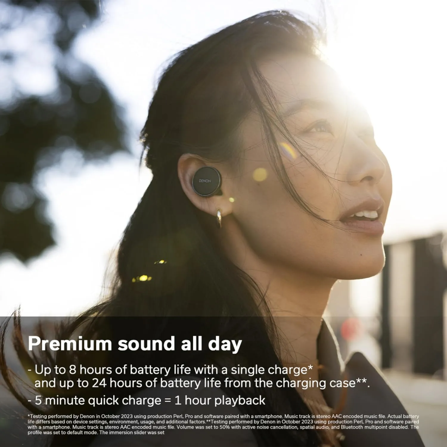 Denon PerL Pro True Wireless Earbuds - Adaptive Active Noise Cancelling, Personalized Sound with Masimo Adaptive Acoustic Technology, Spatial Audio, Long-Lasting Battery, Wireless Charging, Black