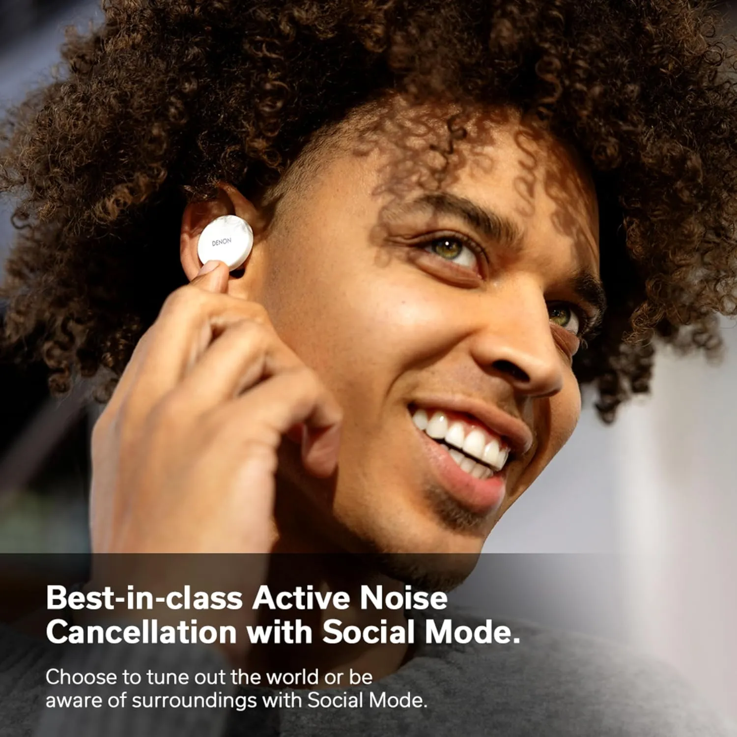 Denon PerL True Wireless Earbuds - Active Noise Cancelling, Bluetooth, Personalized Sound with Masimo Adaptive Acoustic Technology, 24-Hr Battery Life, Wireless Charging, White