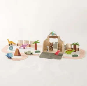 Dinosaur Adventure Play Set, Includes Dinosaur Figures, Vehicles, Trees, and Playmat, 18 Pieces