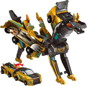 Dinosaur Collision Transforming Car Toy，Transformation Car Toy with Crash & Transform Feature ，for Boys and Girls |Party Gift for Birthday, Christmas(Golden)