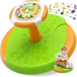 Dinosaur Sit and Spin Toys for Toddlers 3-5, 360° Toddler Spinning Seat with LED Lights and Music, Sensory Toys Birthday for Boys Girls