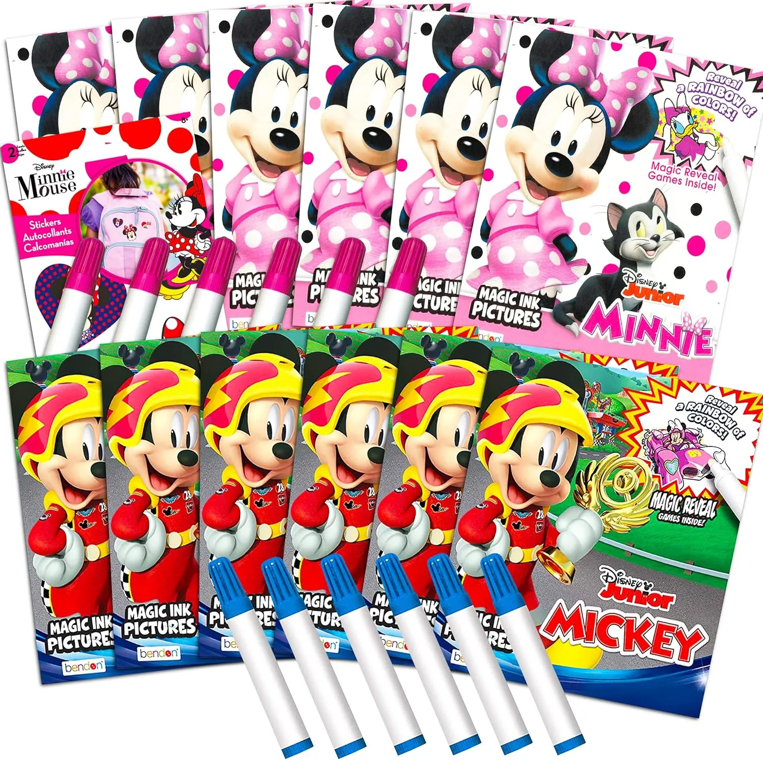 Disney Minnie Mouse and Mickey Mouse Imagine Ink Coloring Book Set for Girls Boys ~ 12 Pack No Mess Coloring Books with Minnie Stickers (Minnie Mouse Mickey Mouse Party Favors Bundle)