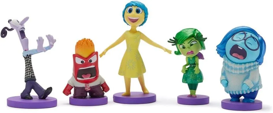 DISNEY STORE Official Inside Out 2 Figure Set – 9 Fully Sculpted Disney Figures Including Anger, Joy, Envy, Sadness & More in Double-Tiered Box with Scenic Backgrounds