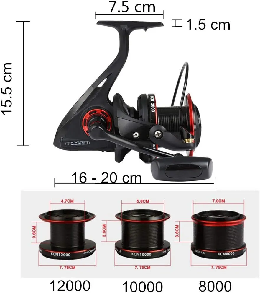 Diwa Spinning Fishing Reels 8000 10000 12000 Series Freshwater Saltwater Big-Game Fishing Surf Fishing 12 1 Stainless BB 70 LBS Max Drag Ultra Smooth Powerful Spool Durable Spinner Gear