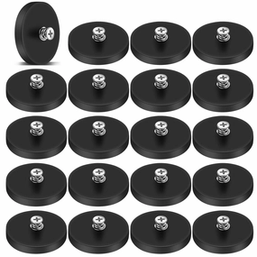 DIYMAG 20PCs Mounting Magnets, 30lbs Rubber Coated Anti-Scratch Neodymium Magnet Base with M5 Threaded Studs，Strong Magnets Hold The Base for Light Bar Mirror Camera Tool （20 Pack,1.69 Inch）