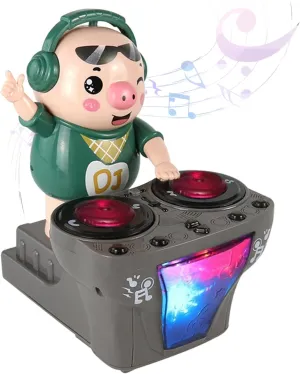 DJ Swinging Piggy Toy with Light and Music Cute Dancing Pig Light up Toys 3 Songs Available DJ Bouncing Piggy Sing Toy for Kids Toys Without Battery