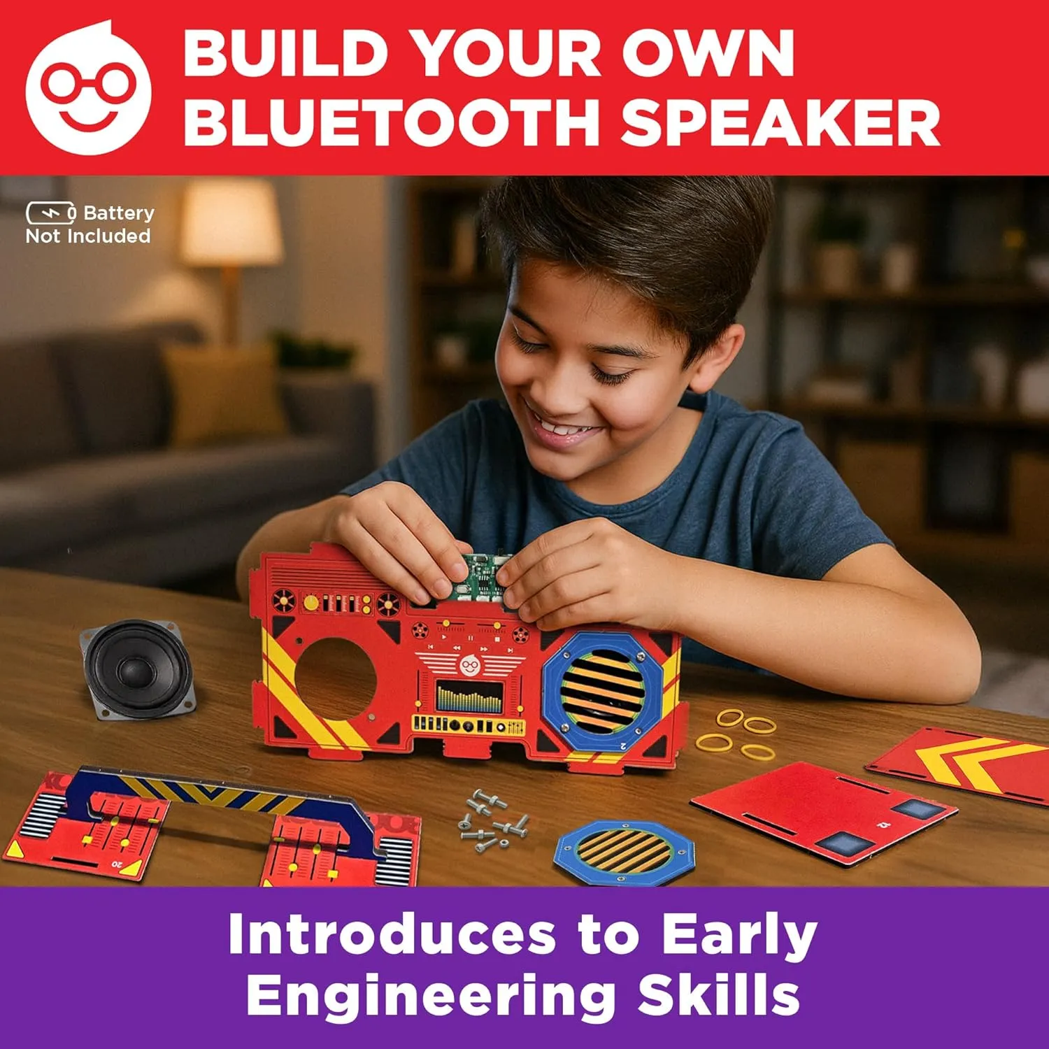 Doctor Jupiter Boombox, STEM DIY Bluetooth Speaker, Toy for Boys & Girls Ages 8  | Birthday Gift Ideas for 8-9-10-11-12-13-14 Year Old Boys & Girls | Learning & Educational Kits