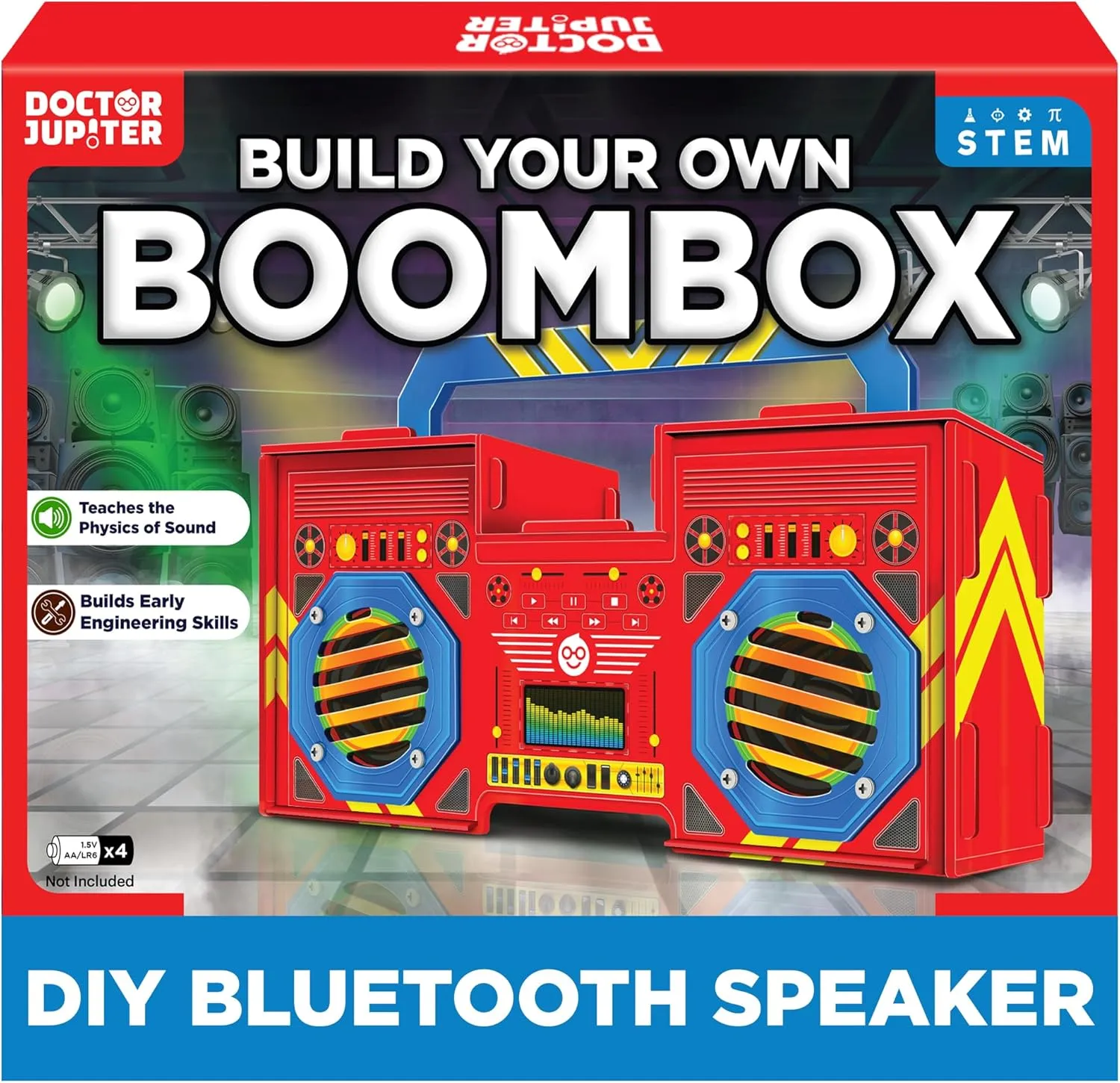 Doctor Jupiter Boombox, STEM DIY Bluetooth Speaker, Toy for Boys & Girls Ages 8  | Birthday Gift Ideas for 8-9-10-11-12-13-14 Year Old Boys & Girls | Learning & Educational Kits