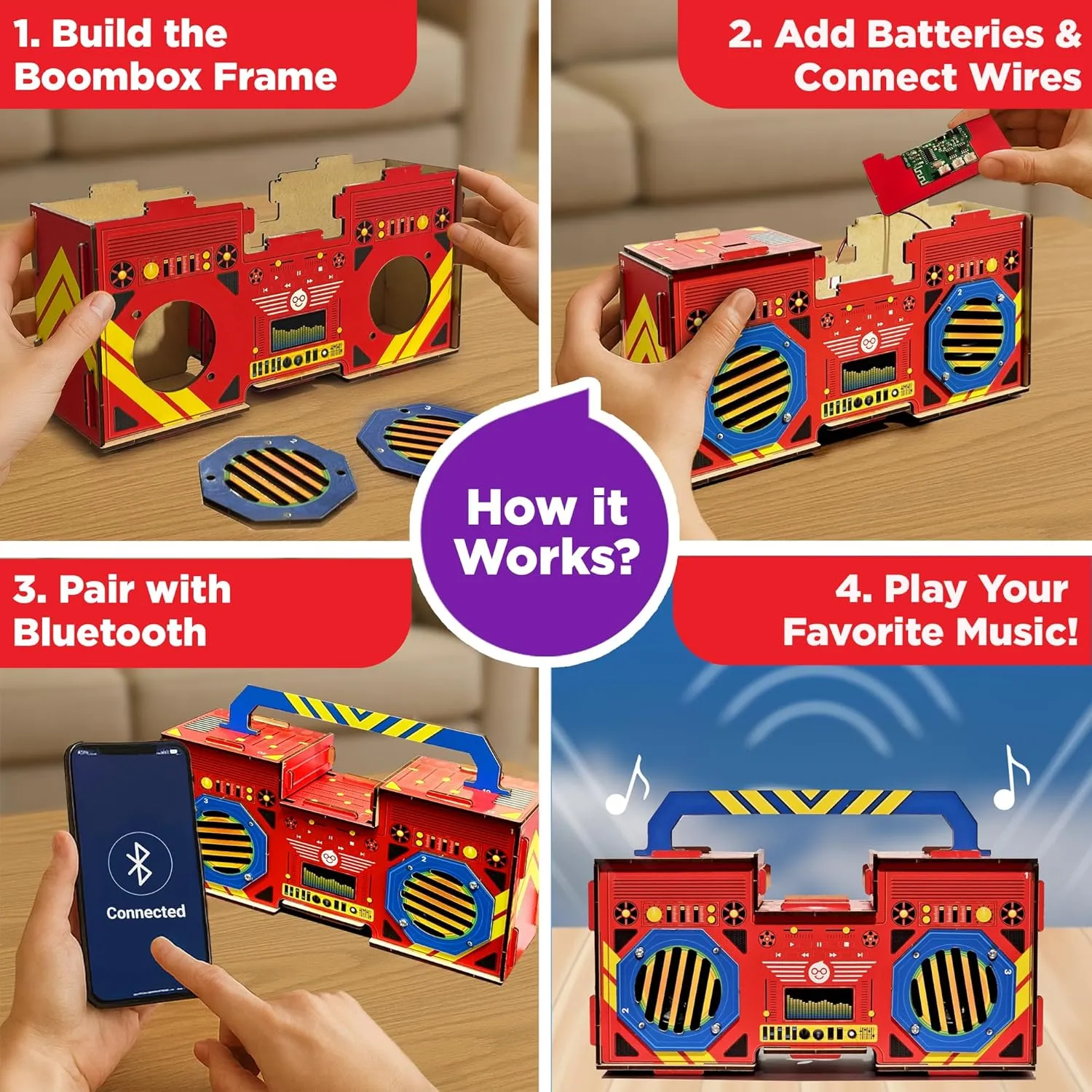 Doctor Jupiter Boombox, STEM DIY Bluetooth Speaker, Toy for Boys & Girls Ages 8  | Birthday Gift Ideas for 8-9-10-11-12-13-14 Year Old Boys & Girls | Learning & Educational Kits