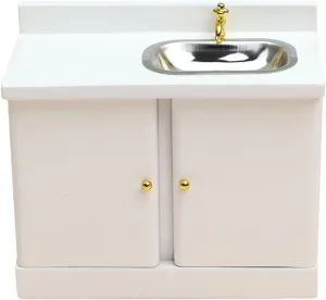Doll House Kitchen Sink Miniature Cabinet Scale Dollhouse Furniture for Kitchen Bathroom Decor Miniature Accessory for Dollhouse Interiors