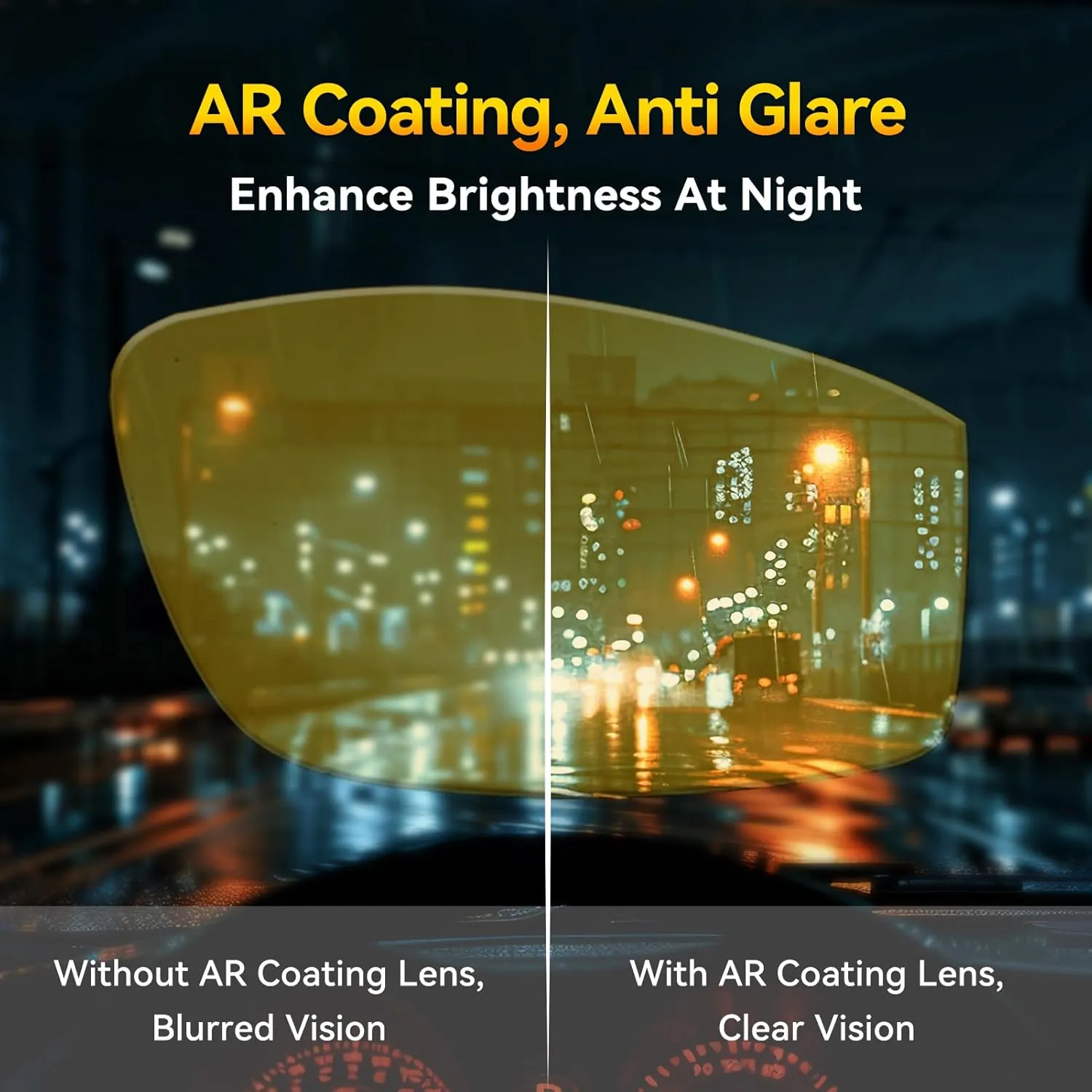 Dollger Night Vision Glasses for Women Men,Fit Over Prescription Glasses with Anti Glare Yellow Lens